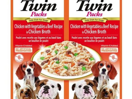 Inaba Twin Packs Chicken with Vegetables and Beef Recipe in Chicken Broth Side Dish for Dogs 2 count by Inaba For Sale