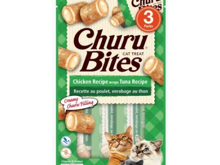 Inaba Churu Bites Cat Treat Chicken Recipe wraps Tuna Recipe 4 count by Inaba For Sale