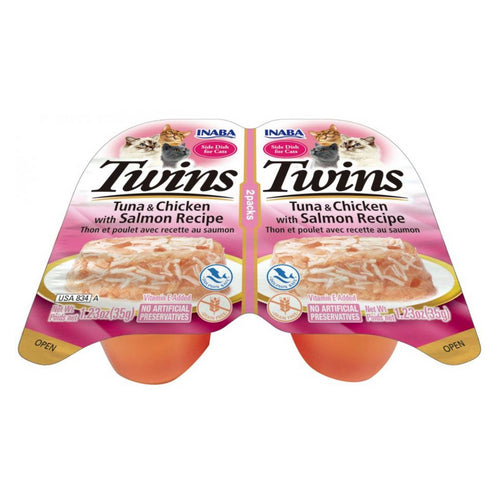 Inaba Twins Tuna and Chicken with Salmon Recipe Side Dish for Cats 2 count by Inaba Online Sale