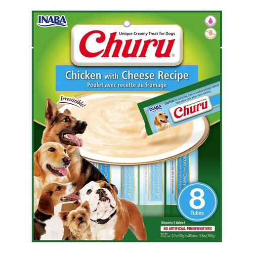 Inaba Churu Chicken with Cheese Recipe Creamy Dog Treat 8 count by Inaba Fashion